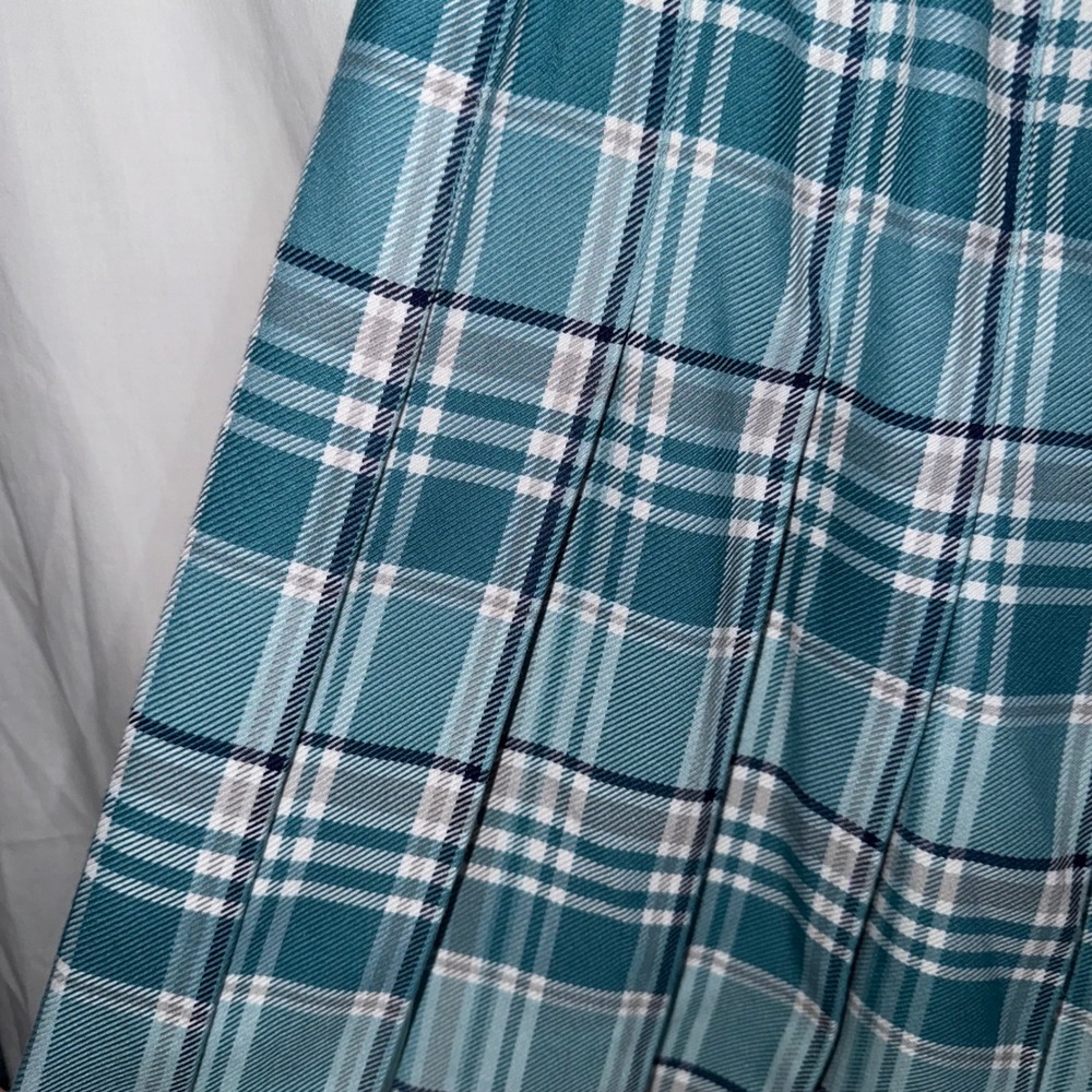 The Tog Shop Pleated Skirt Size 16 Teal Tartan Plaid Midi Elastic Waist Preppy‎ - Picture 3 of 9